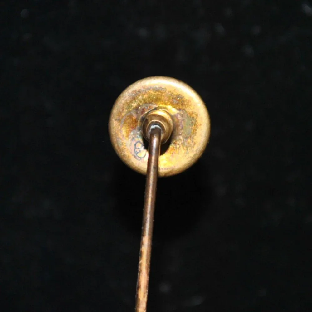 Antique Small Round Pink Glass Cameo Stick / Tie Pin